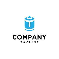 U Letter Initial Battery Logo Template