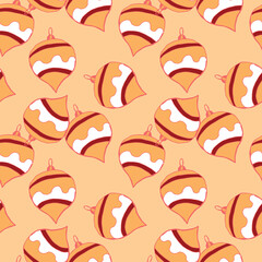 Christmas and Happy New Year seamless pattern with Christmas balls and gifts. Trendy retro style. Vector design template.
