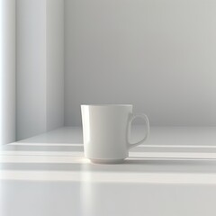 Cup on the table isolated white background . 3D rendering
