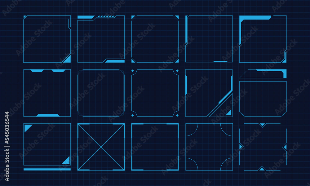 Wall mural futuristic rounded square frame hud vector design