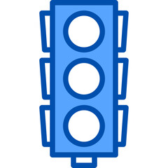Traffic light blue outline icon