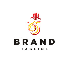 65 Number and eagle flower logo template vector