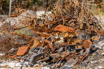 Rusty scrap pile of metal