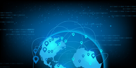 Fototapeta na wymiar world map connection futuristic modern website background or cover page vector for technology and finance concept and education future company