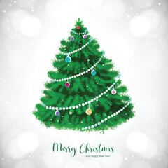 Artistic beautiful christmas tree card on white background