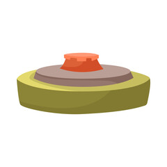 Explosive lethal mine cartoon illustration. Land minemine. Military equipment, army, war, threat concept
