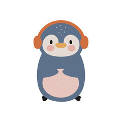 Cute Penguin. Cartoon style. Vector illustration. For card, posters, banners, books, printing on the pack, printing on clothes, fabric, wallpaper, textile or dishes.