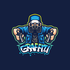 Graffiti mascot logo design with modern illustration concept style for badge, emblem and t shirt printing. Graffiti action illustration.