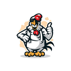 Rooster mascot logo design with modern illustration concept style for badge, emblem and t shirt printing. Smart rooster illustration.