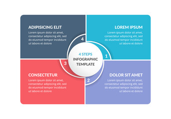 Circle diagram template with four steps or options, process infographics