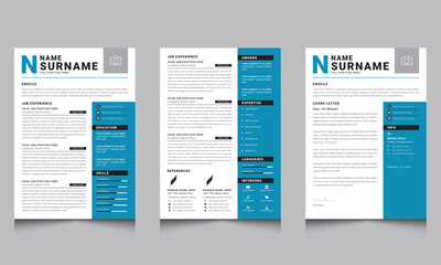 Professional Resume CV Templates and Cover Letter  Editable Design