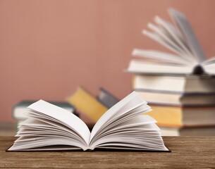 Education open book on table in library
