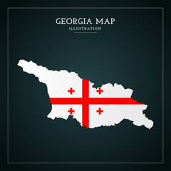 3D Georgia Flag Map Vector Illustration