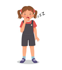 Cute little girl yawning feeling sleepy