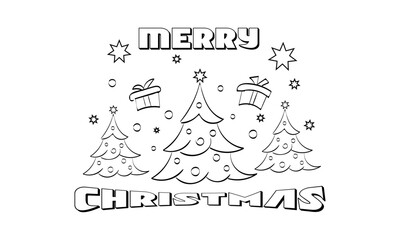 Vintage Holiday Icon. Hand Drawn outline Christmas Illustration. Vector element for Christmas Design