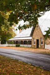 Autumn/April street scene of historical residence in Tenterfield