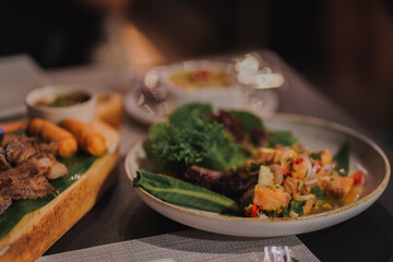 table setting with food