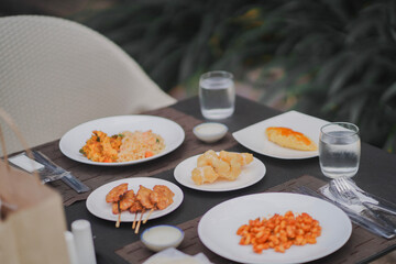 table setting with food