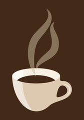 Cup with fragrant coffee, vector image.