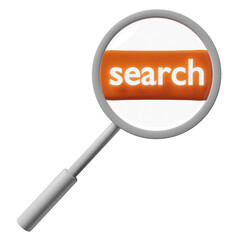 magnifying glass with search label tag isolated. minimal web search engine or web browsing concept, 3d illustration or 3d render
