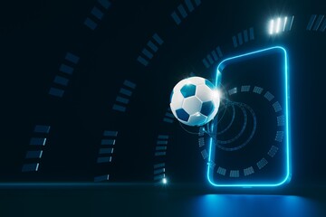 3d football object design. realistic rendering. abstract futuristic background. 3d illustration. motion geometry concept. sport competition graphic. tournament game bet content. soccer ball element.