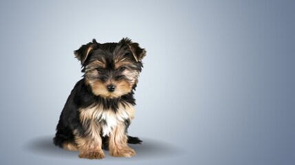 Cute domestic dog posing on the background