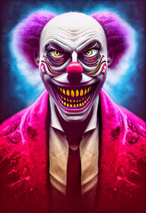 Midjourney abstract render of an evil clown