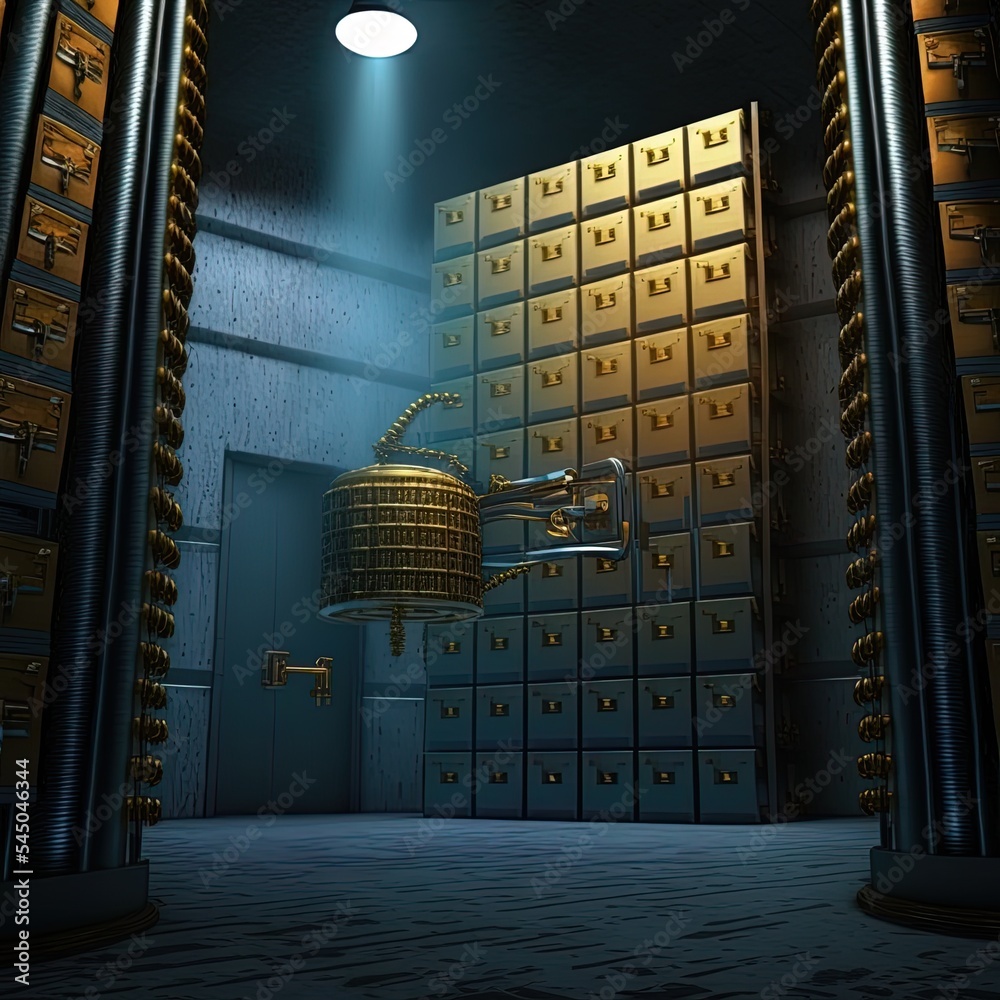 Poster 3d rendering database storage data base with lock