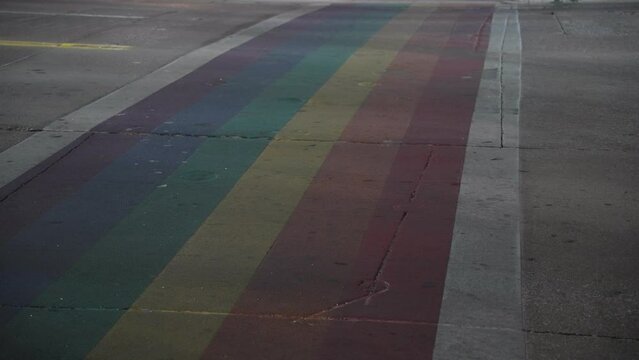 RAINBOW CROSSWALKS Gay LGBT Community Neighborhood Oak Lawn Cedar Springs Road Dallas, Texas, USA