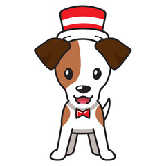 Cartoon jack russell terrier dog with christmas costume for design.