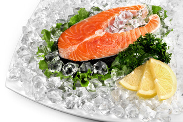salmon on ice