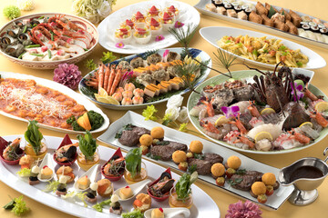 宴会料理・ビュッフェ・バイキング・パーティー・大皿・卓盛り料理