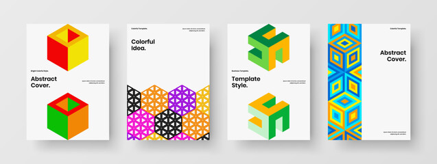 Fototapeta premium Trendy geometric pattern front page layout composition. Abstract poster vector design illustration collection.