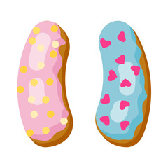 Quotation mark in donut font vector illustration. Design of punctuation mark from chocolate donut or cookie with icing. Food, dessert, typography concept for bakery or cafe