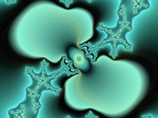 Green phosphorescent fractal, background with stars
