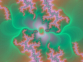 Fototapeta na wymiar Green pink fractal, abstract background