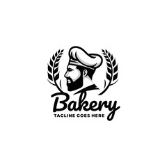 Bakery chef logo design vector