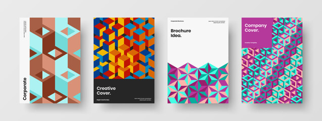 Fototapeta na wymiar Clean poster A4 design vector concept collection. Unique geometric shapes brochure illustration set.