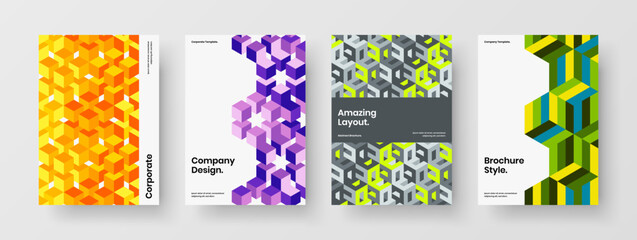Trendy mosaic shapes booklet concept composition. Simple corporate cover vector design illustration collection.