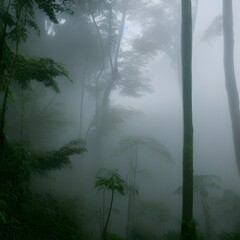 Rainforest surrounded by Fog 