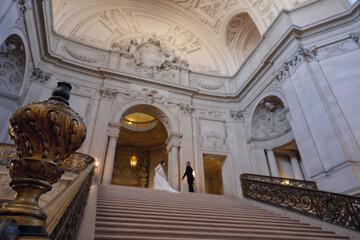 Breathtaking architecture details of panoramic dome columns scenic building interior view with...