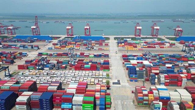 Aerial Scenery of Longtan Port, Nanjing Port, Jiangsu Province, China