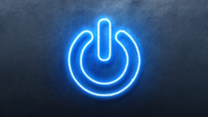 Neon music power icon in conversation Icon Neon Light Glowing blue Bright Symbol with Dark Background.