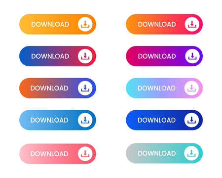 Web buttons collection for Download with download icon. UI Web design elements. Vector illustration