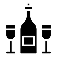 wine bottle glass beverage drink icon