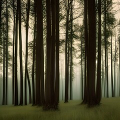 Fototapeta premium Trees on a Dark Forest 