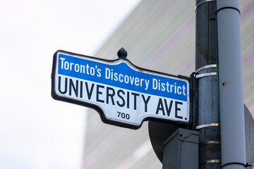 University Avenue street signage in downtown Toronto, Ontario, Canada.