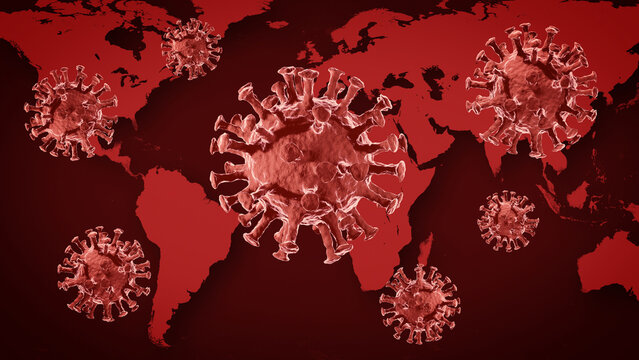 Virus Germs Coronavirus Cause Many Infection Diseases. On A Black Background Smelly Floated All Around 3d Rendering