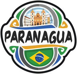 Paranagua Brazil Flag Travel Souvenir Sticker Skyline Landmark Logo Badge Stamp Seal Emblem Coat of Arms Vector Illustration SVG EPS