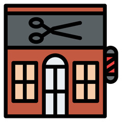 barber shop town building icon
